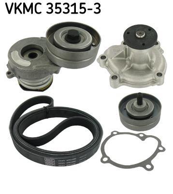Pompe à eau+Jeu de courroie trapézoïdale à nervures (Pompe à eau et courroie accessoires) SKF ref. VKMC 35315-3